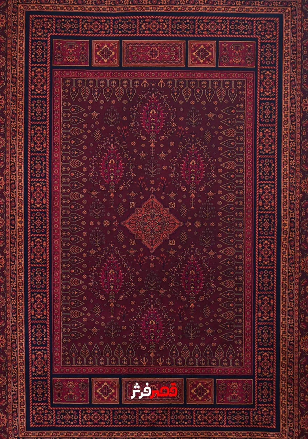 فرش گبه زمرد مشهد قرمز لاکی کد 1424