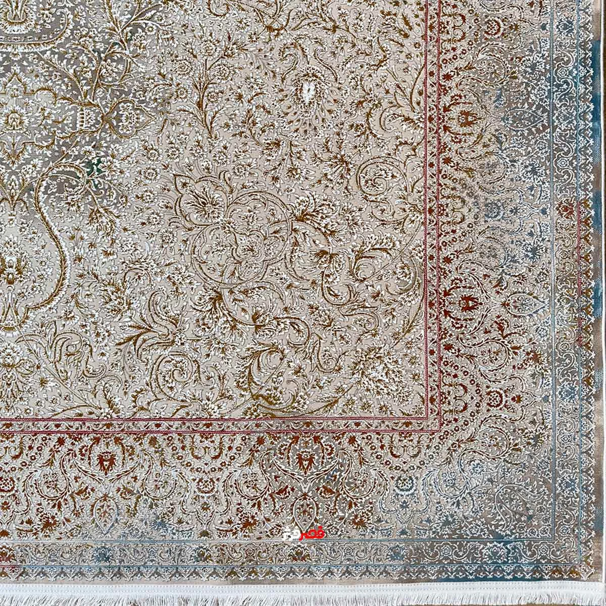 نمای کنار فرش ماشینی الماس کویر کلکسیون ورسای کد 1.00070 زمینه بژ