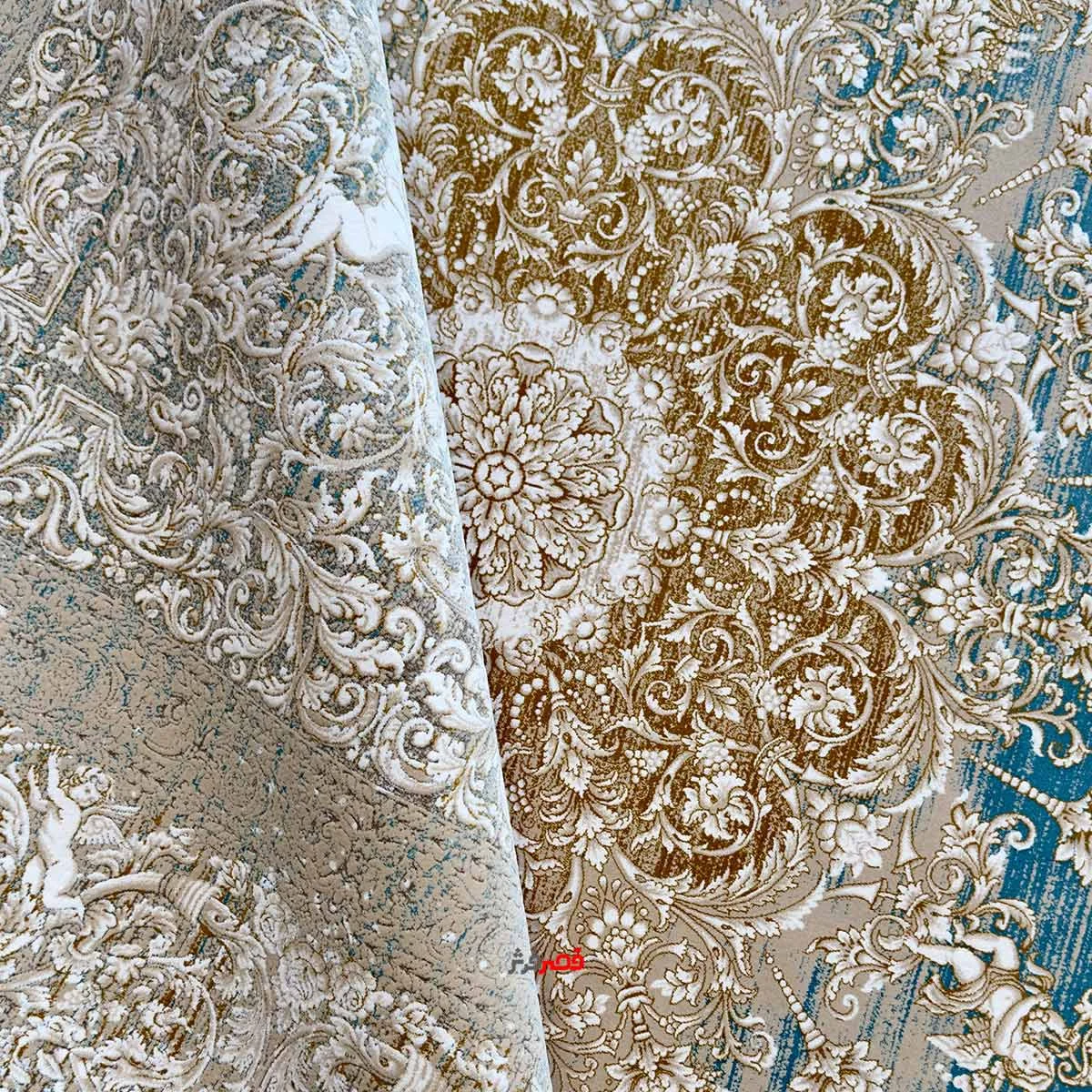 نمای تا شده فرش ماشینی الماس کویر کلکسیون آنتیک کد 1.00069 زمینه بژ