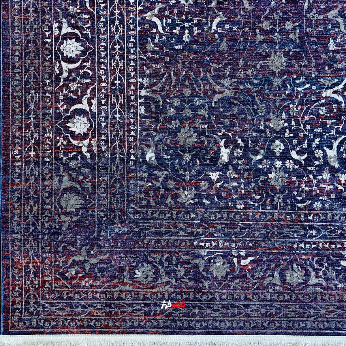 نمای کنج فرش ماشینی اونتیس کلکسیون دگرید کد 1.00081 زمینه آبی تیره