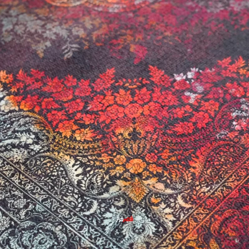 نمای نزدیک قالیچه ماشینی دورو 1.00116 زمینه قرمز