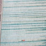 نمای پشت زوم قالیچه ماشینی دورو کد 1.00114 زمینه آبی مسی