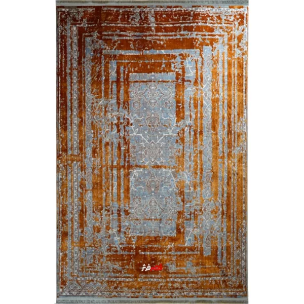 فرش ماشینی سیزان کد 1.00109 زمینه مسی طلایی